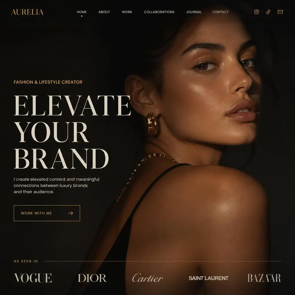 Diseño web profesional para modelo, influencer.