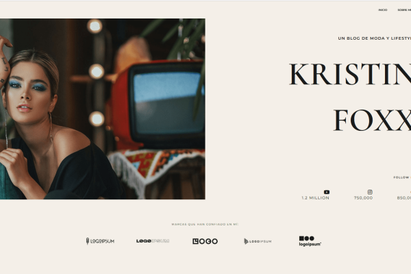 Portfolio diseño web — ejemplo página influencer